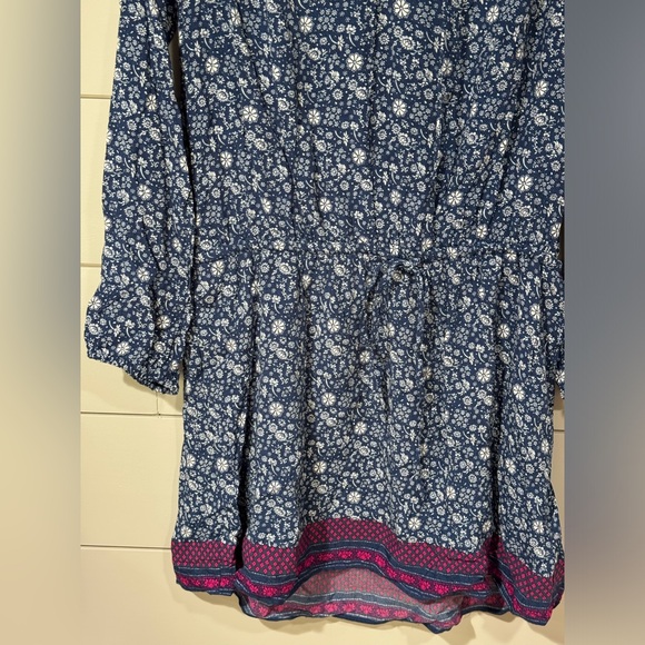 NEW GAP Split Neck Print Drop Waist Long Sleeve Dress Size M - Picture 5 of 11
